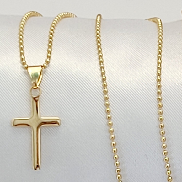Tiny plain cross necklace. 18K GF. New - Picture 7 of 7